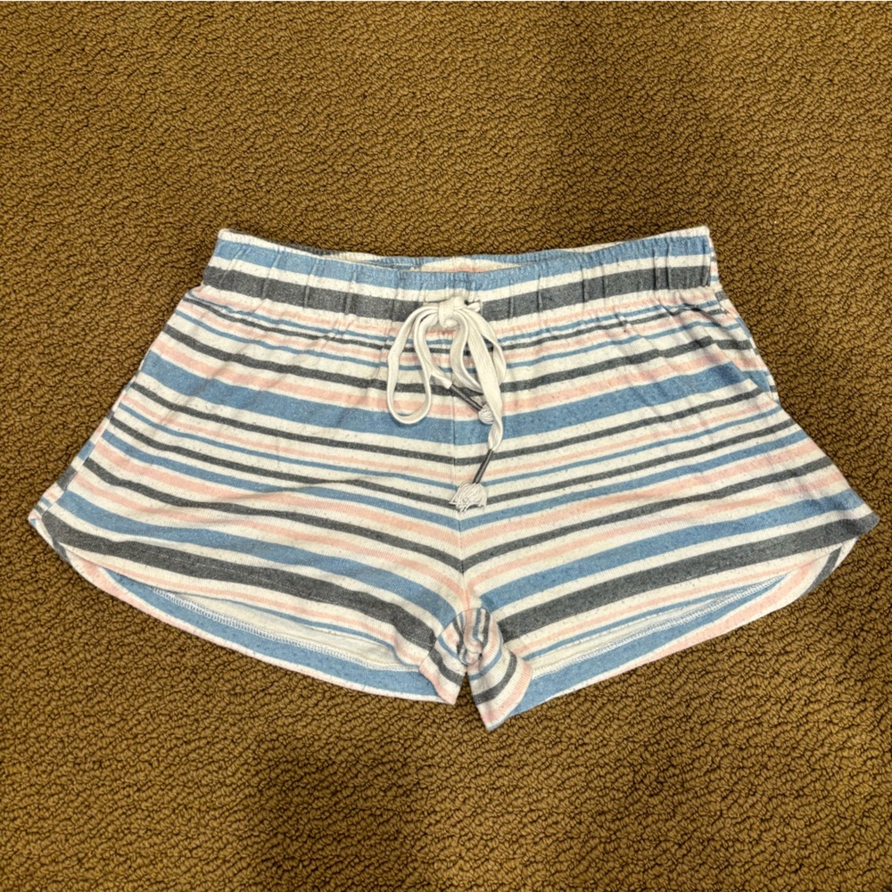 PJ SALVAGE size small soft shorts with pink blue grey and white stripes